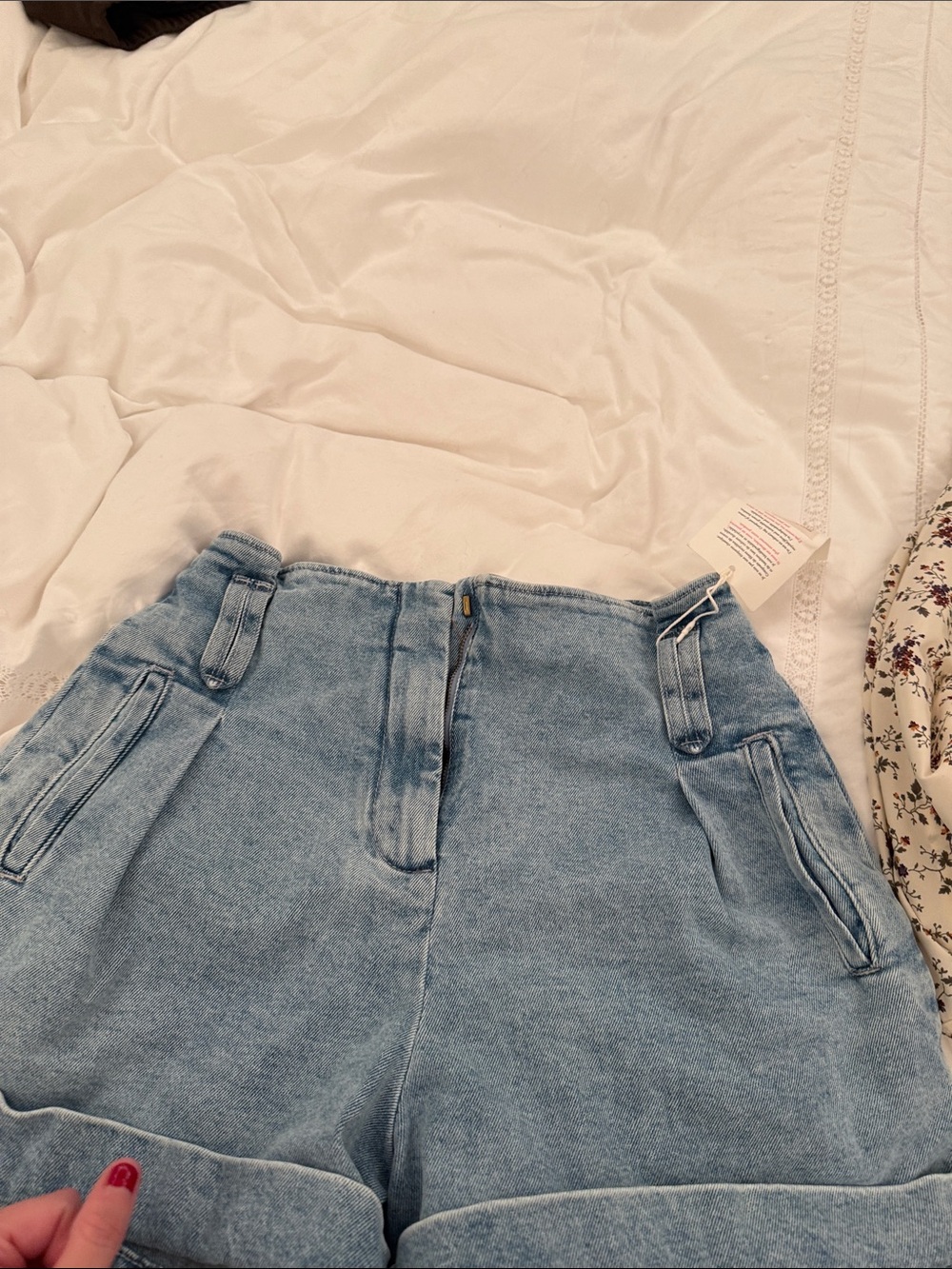 Sezane Light Blue High-Waist Denim Shorts